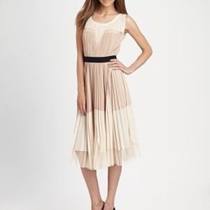 BCBGMAXAZRIA Pleated Colorblock Cocktail Dress